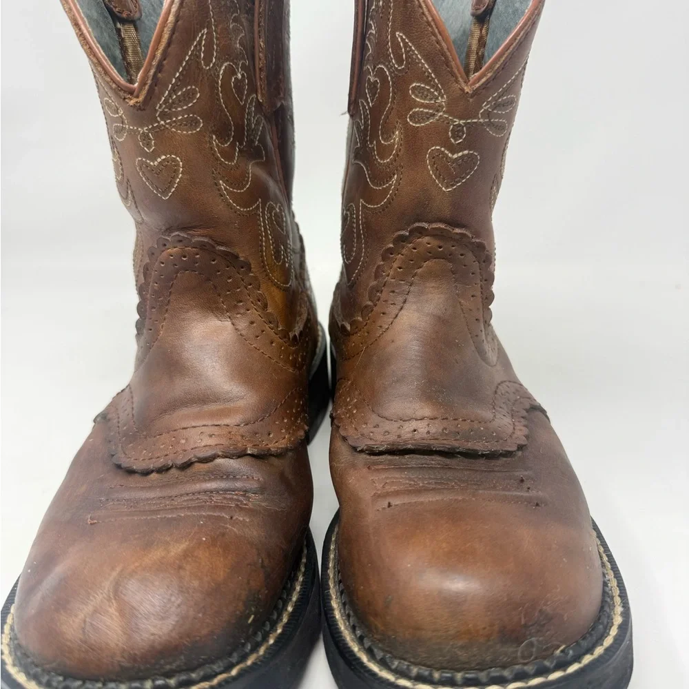 Ariat Fatbaby Saddle Cowboy Boots 7.5B Brown Cowgirl Western Rodeo Pull On - Picture 2 of 11
